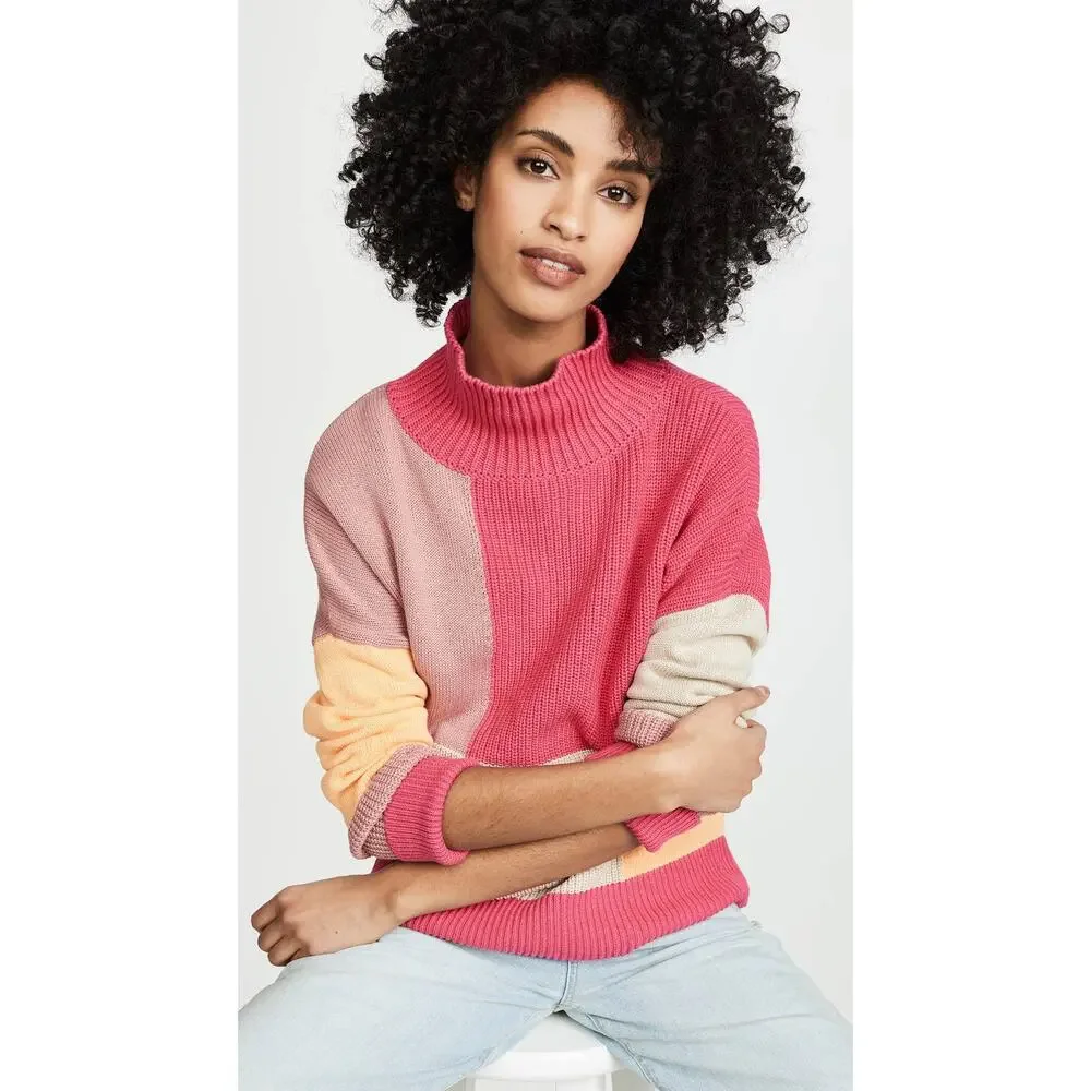 525 America Colorblock Sweater Tango Orange Size Medium New - Picture 9 of 10